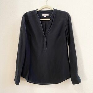 Banana Republic Silk Black Long Sleeve V-Neck Tunic‎ Shirt Size S